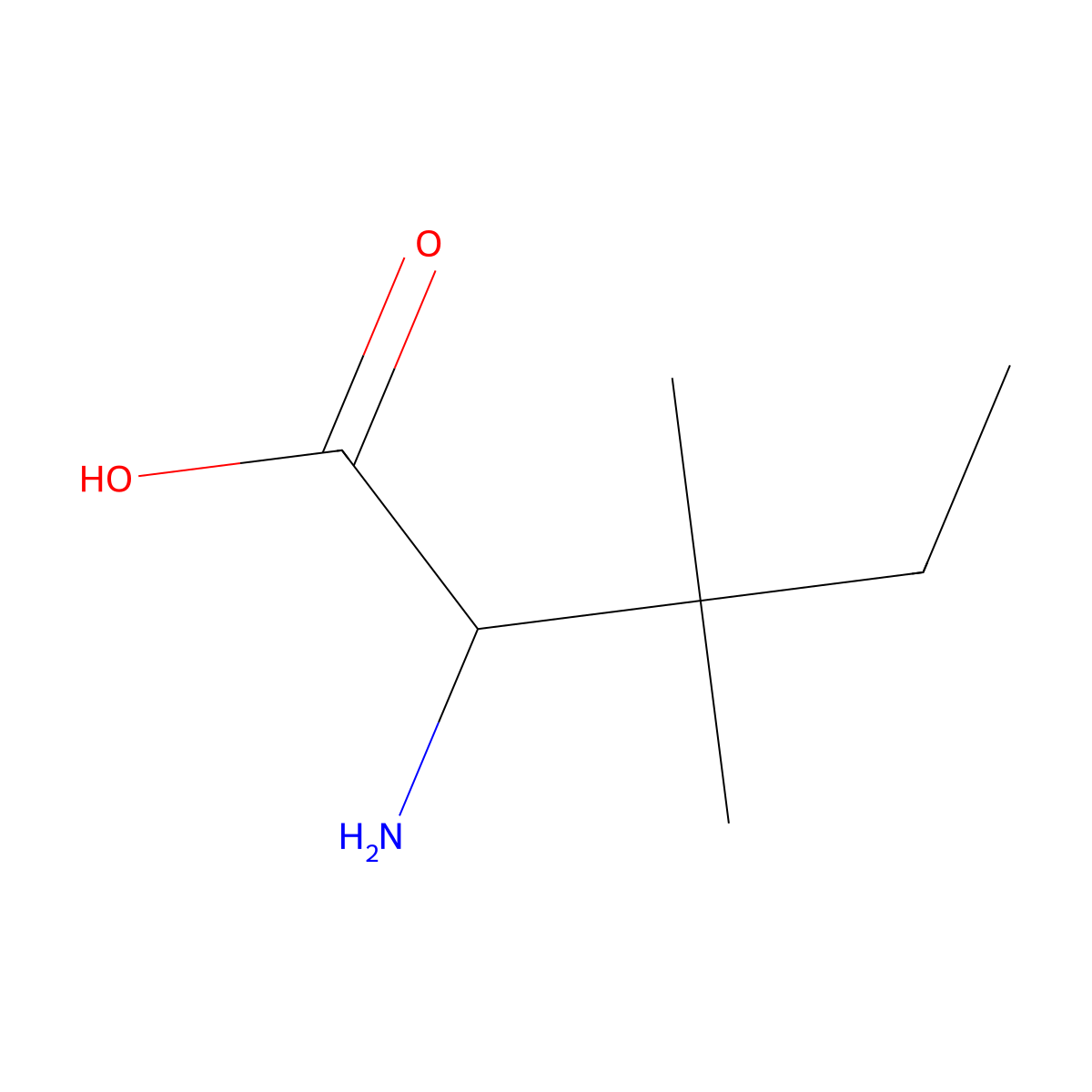2-Amino-3,3-dimethylpentanoic acid molecular structure, CAS 5632-92-8