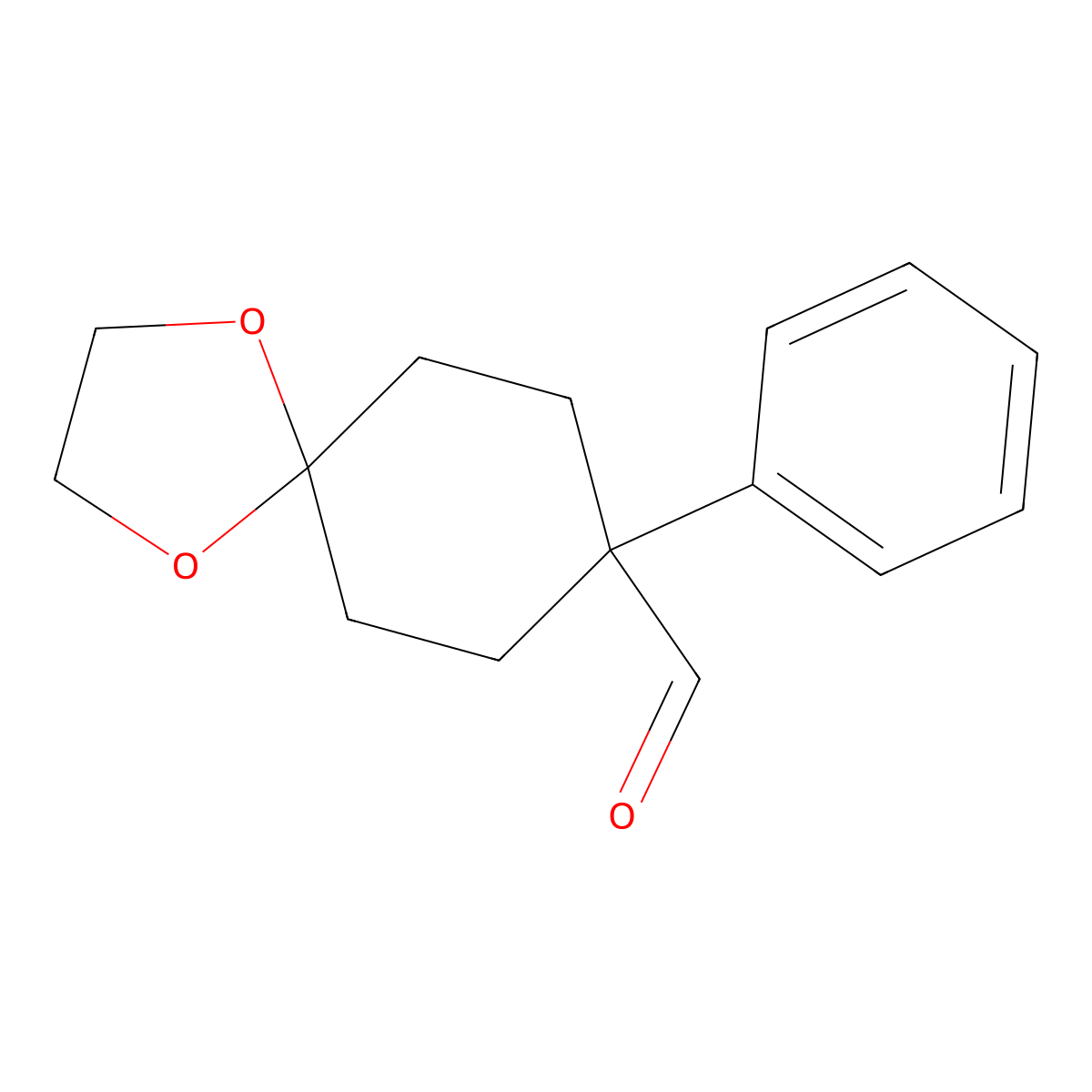 8-Phenyl-1,4-dioxaspiro[4.5]decane-8-carbaldehyde molecular structure, CAS 56327-24-3