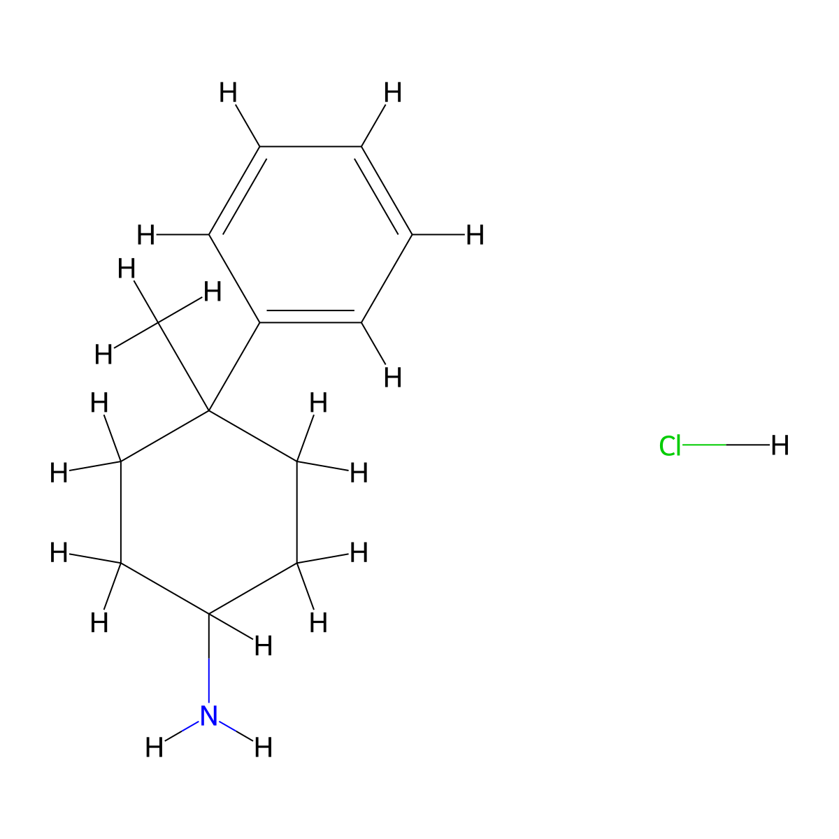 4-Methyl-4-phenylcyclohexan-1-amine hydrochloride molecular structure, CAS 56327-27-6