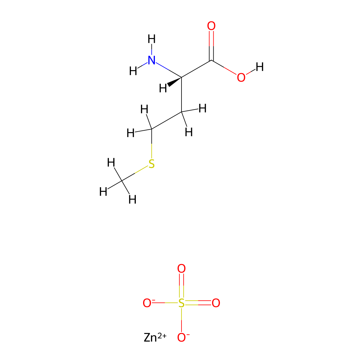 (S)-((2-Amino-4-(methylthio)butanoyl)oxy)zinc(II) hydrogensulfate molecular structure, CAS 56329-42-1