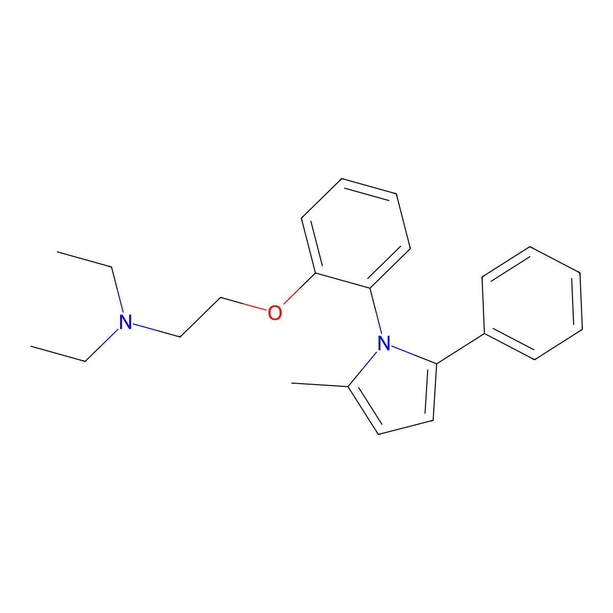 N,N-Diethyl-2-(2-(2-methyl-5-phenyl-1H-pyrrol-1-yl)phenoxy)ethanamine molecular structure, CAS 5633-16-9