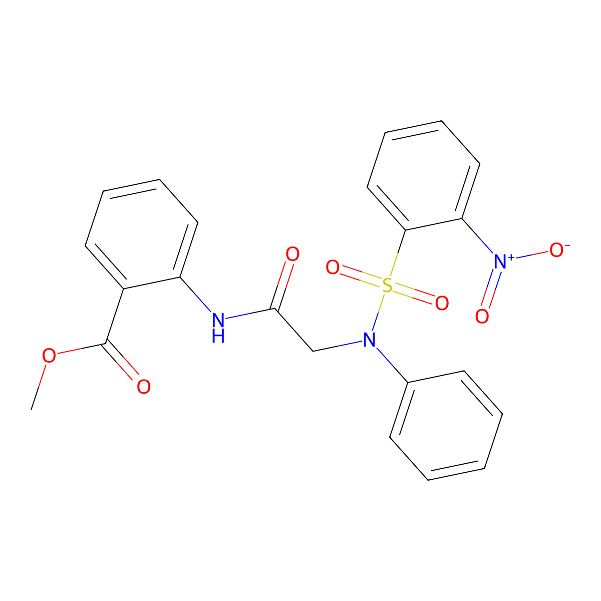 Methyl 2-[[2-[(2-nitrophenyl)sulfonyl-phenyl-amino]acetyl]amino]benzoate molecular structure, CAS 5633-73-8