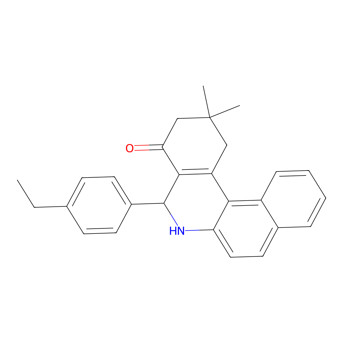 5-(4-Ethylphenyl)-2,2-dimethyl-1,3,5,6-tetrahydrobenzo[a]phenanthridin-4-one molecular structure, CAS 5634-81-1