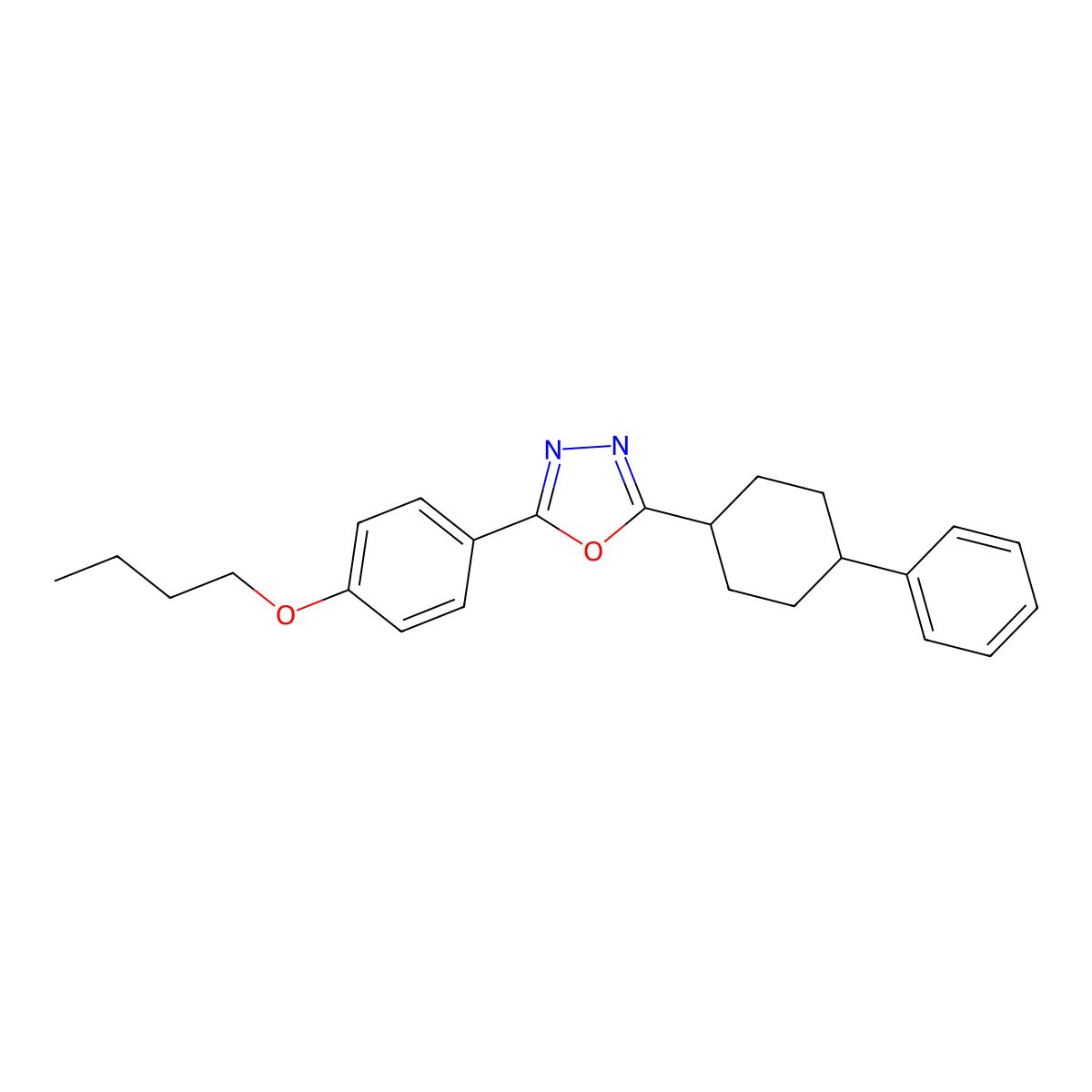 2-(4-Butoxyphenyl)-5-(4-phenylcyclohexyl)-1,3,4-oxadiazole molecular structure, CAS 5634-84-4