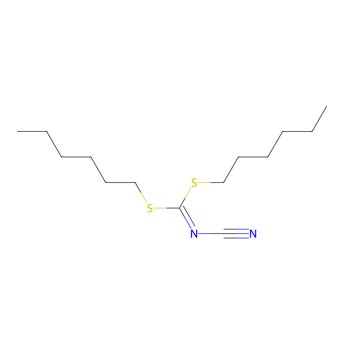 Dihexyl cyanocarbonodithioimidate molecular structure, CAS 56342-27-9