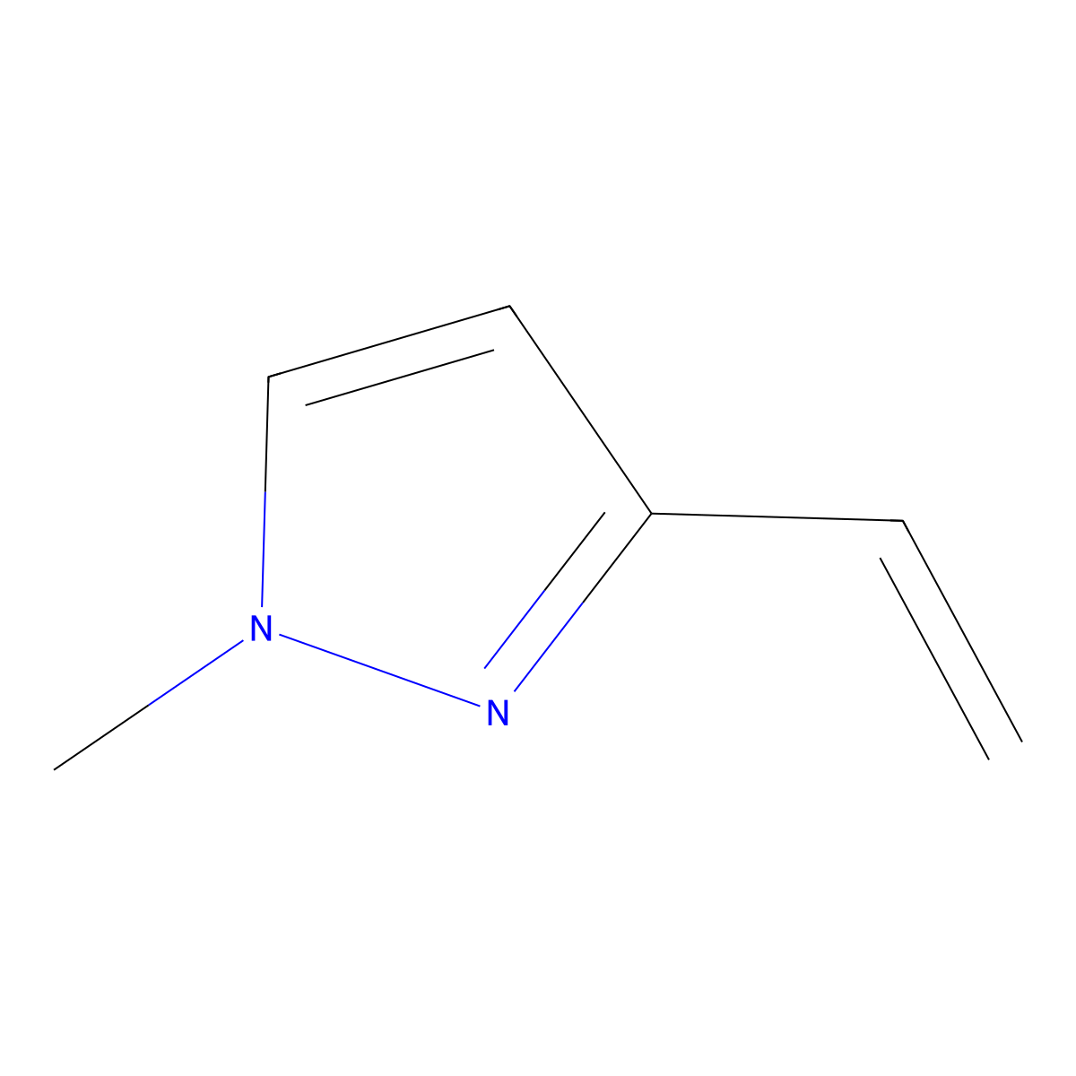 1-Methyl-3-vinyl-1H-pyrazole molecular structure, CAS 56342-53-1