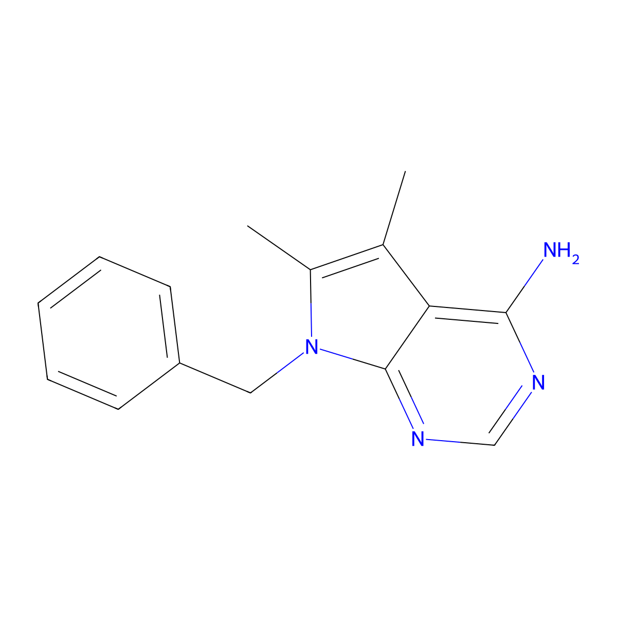 7-benzyl-5,6-dimethyl-7H-pyrrolo(2,3-d)pyrimidin-4-amine molecular structure, CAS 56344-53-7
