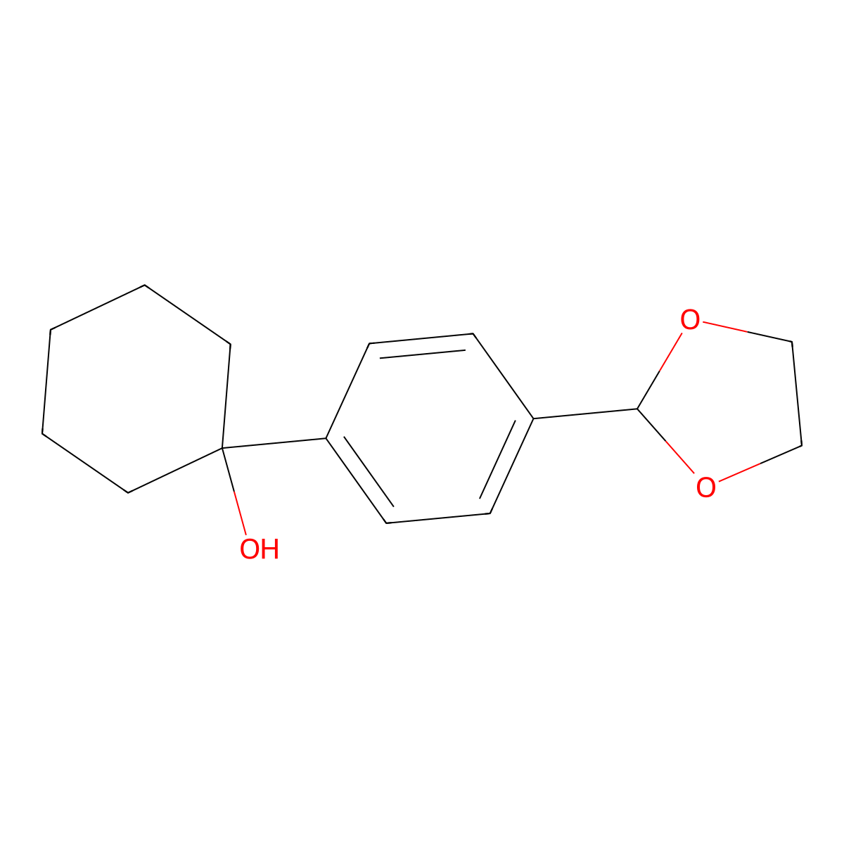 1-(4-(1,3-Dioxolan-2-yl)phenyl)cyclohexanol molecular structure, CAS 56345-20-1