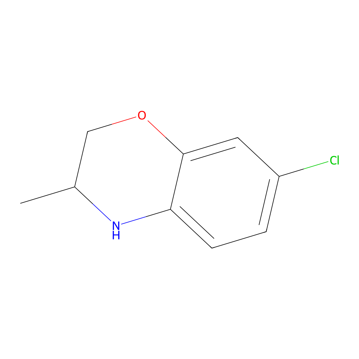 7-Chloro-3-methyl-3,4-dihydro-2H-1,4-benzoxazine molecular structure, CAS 56346-39-5