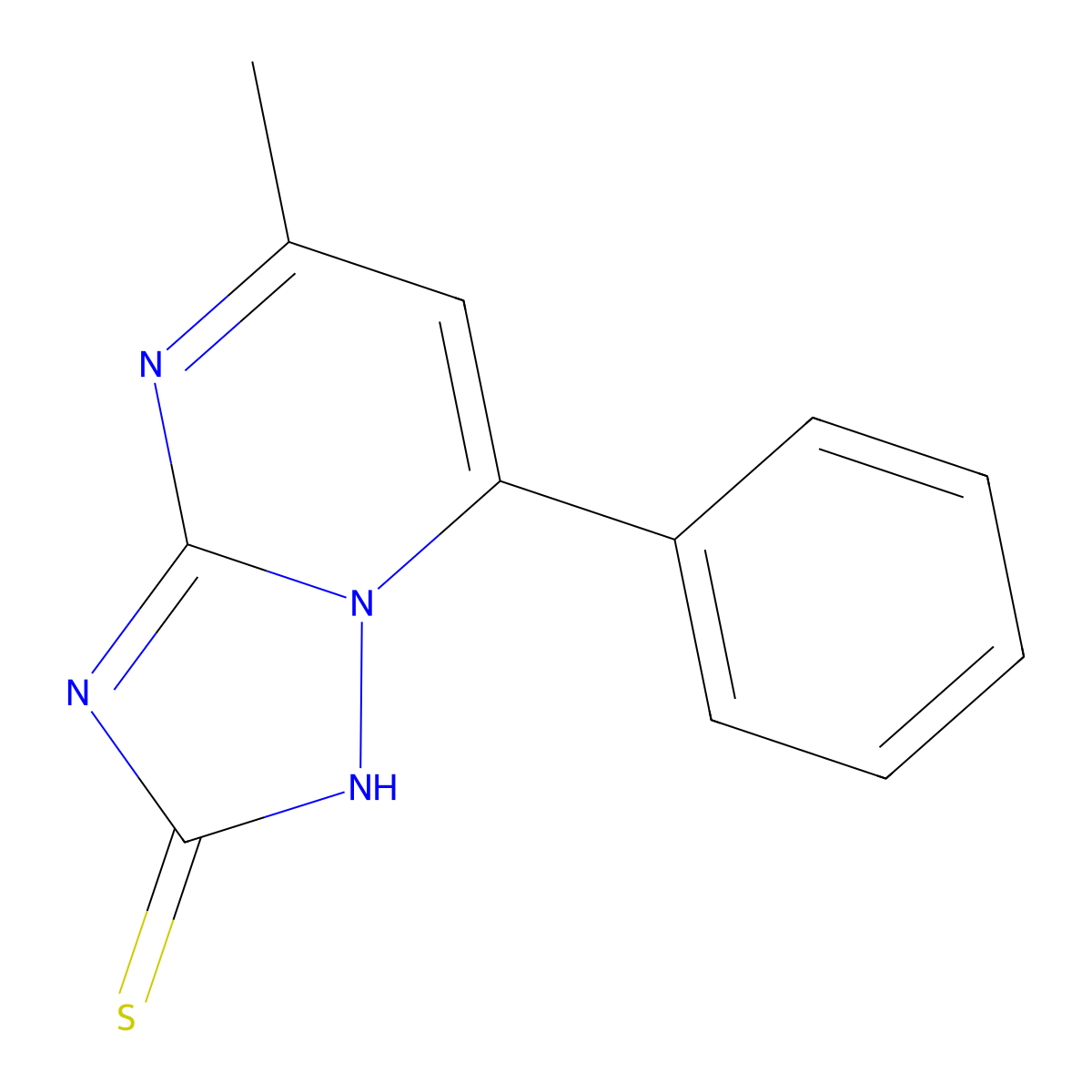 5-Methyl-7-phenyl-[1,2,4]triazolo[1,5-a]pyrimidine-2(1H)-thione molecular structure, CAS 56347-10-5