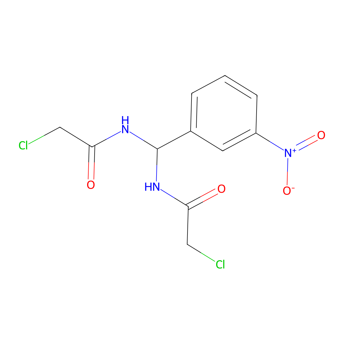 Acetamide, N,N'-[(3-nitrophenyl)methylene]bis[2-chloro- molecular structure, CAS 5635-21-2