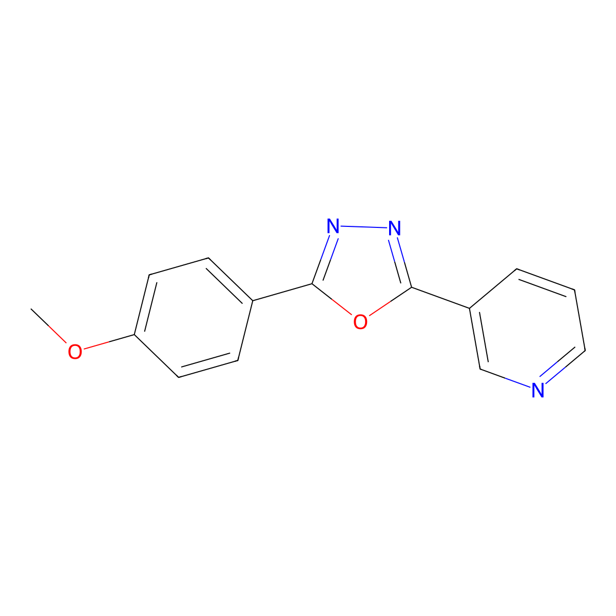 2-(4-Methoxyphenyl)-5-(3-pyridinyl)-1,3,4-oxadiazole molecular structure, CAS 56352-93-3