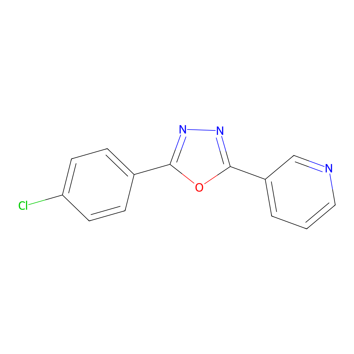 2-(4-Chlorophenyl)-5-pyridin-3-yl-1,3,4-oxadiazole molecular structure, CAS 56352-94-4