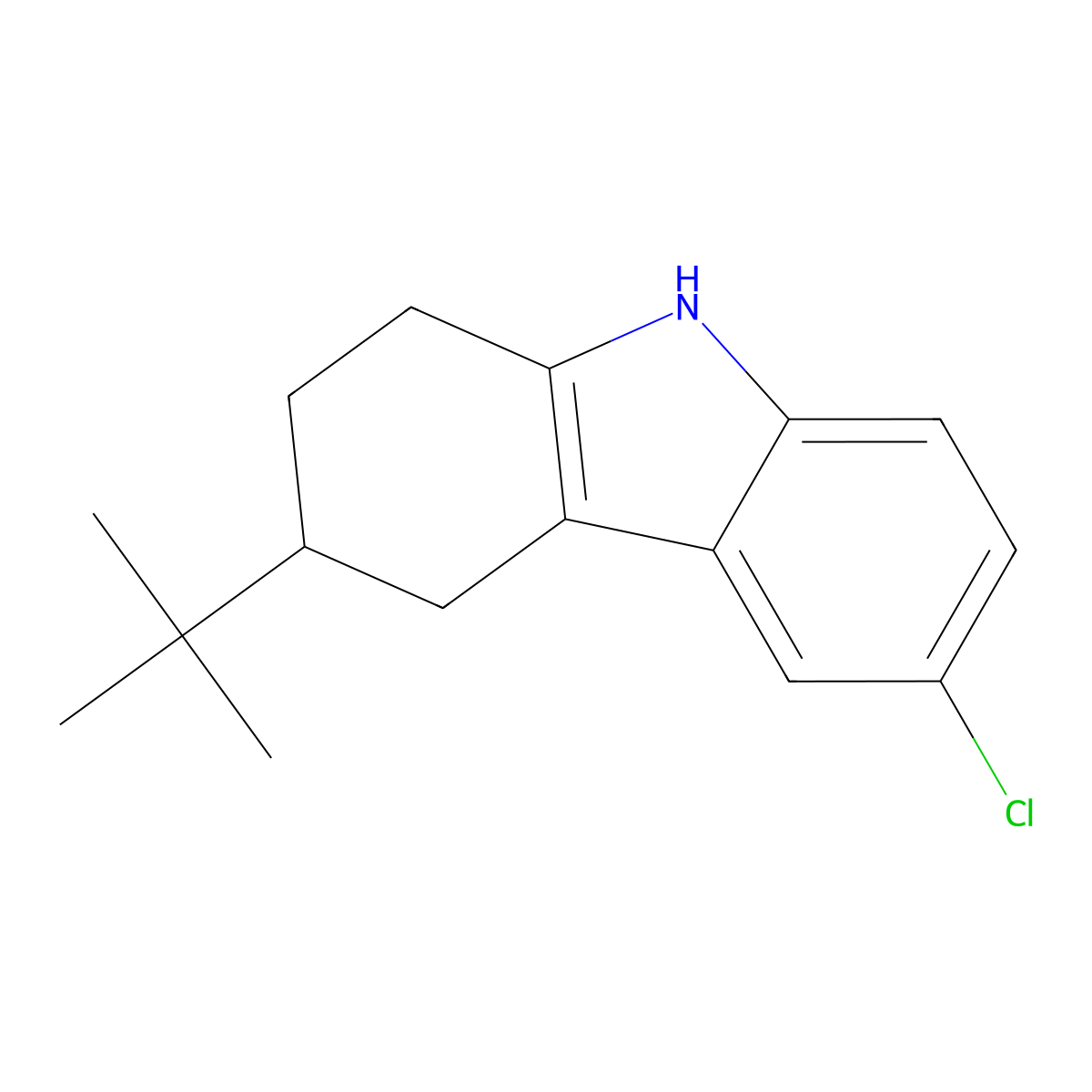 3-tert-butyl-6-chloro-2,3,4,9-tetrahydro-1H-carbazole molecular structure, CAS 563539-31-1