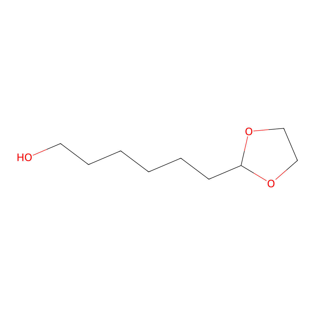 1,3-Dioxolane-2-hexanol molecular structure, CAS 563539-34-4