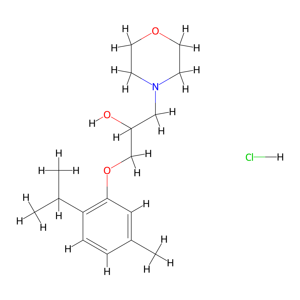 1-(2-Isopropyl-5-methylphenoxy)-3-morpholinopropan-2-ol hydrochloride molecular structure, CAS 56354-14-4