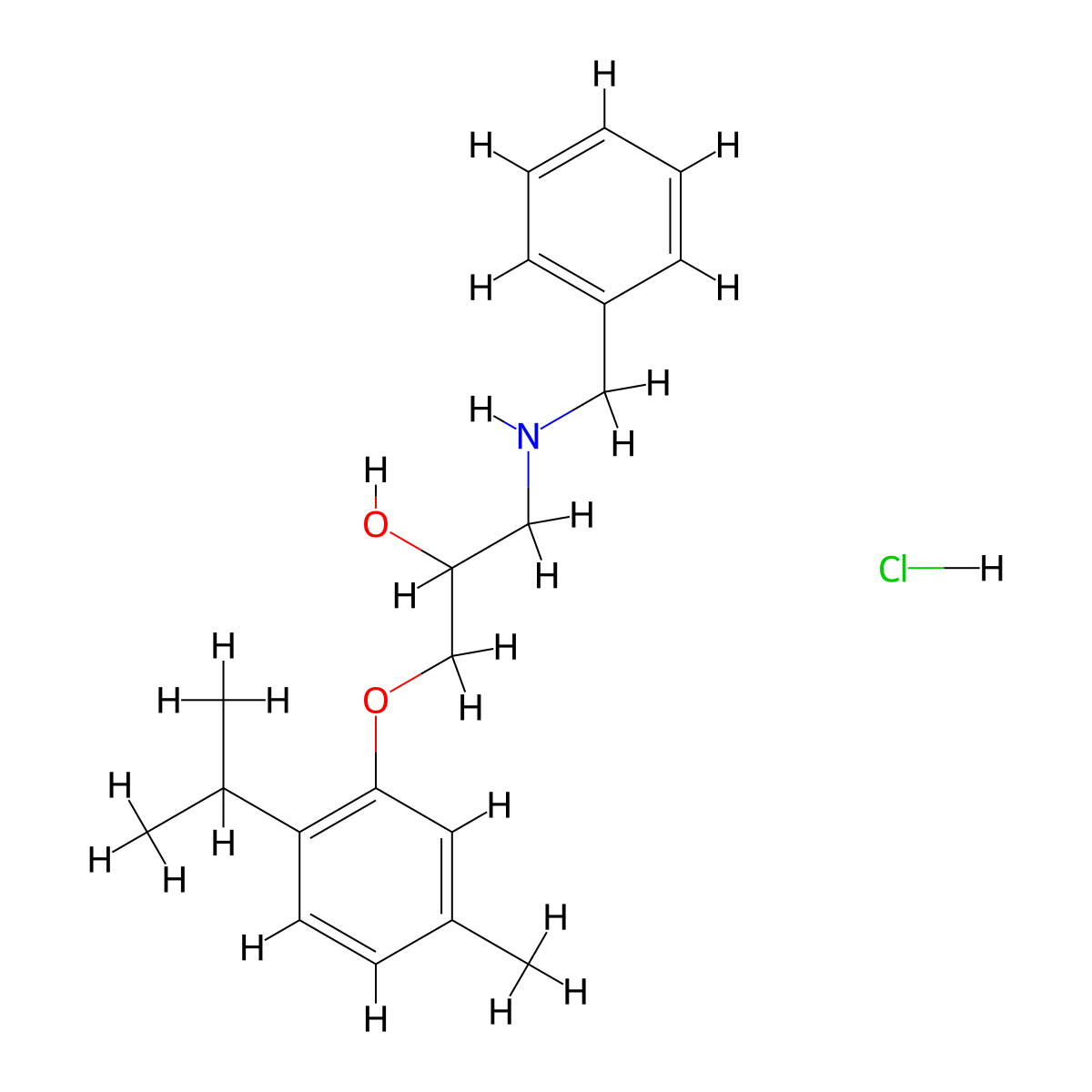 1-(Benzylamino)-3-(2-isopropyl-5-methylphenoxy)propan-2-ol hydrochloride molecular structure, CAS 56354-17-7