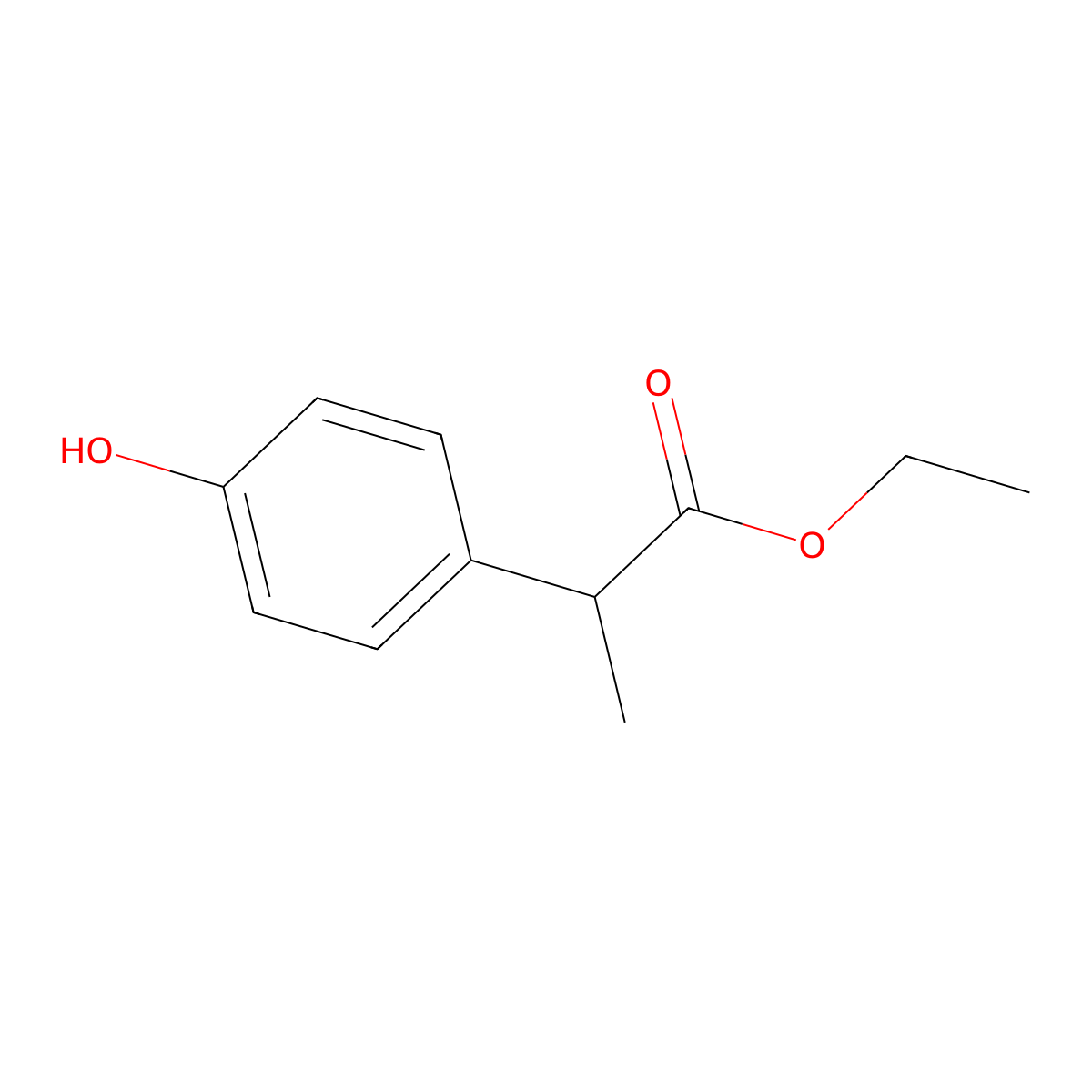 Ethyl 2-(4-hydroxyphenyl)propanoate molecular structure, CAS 56355-15-8