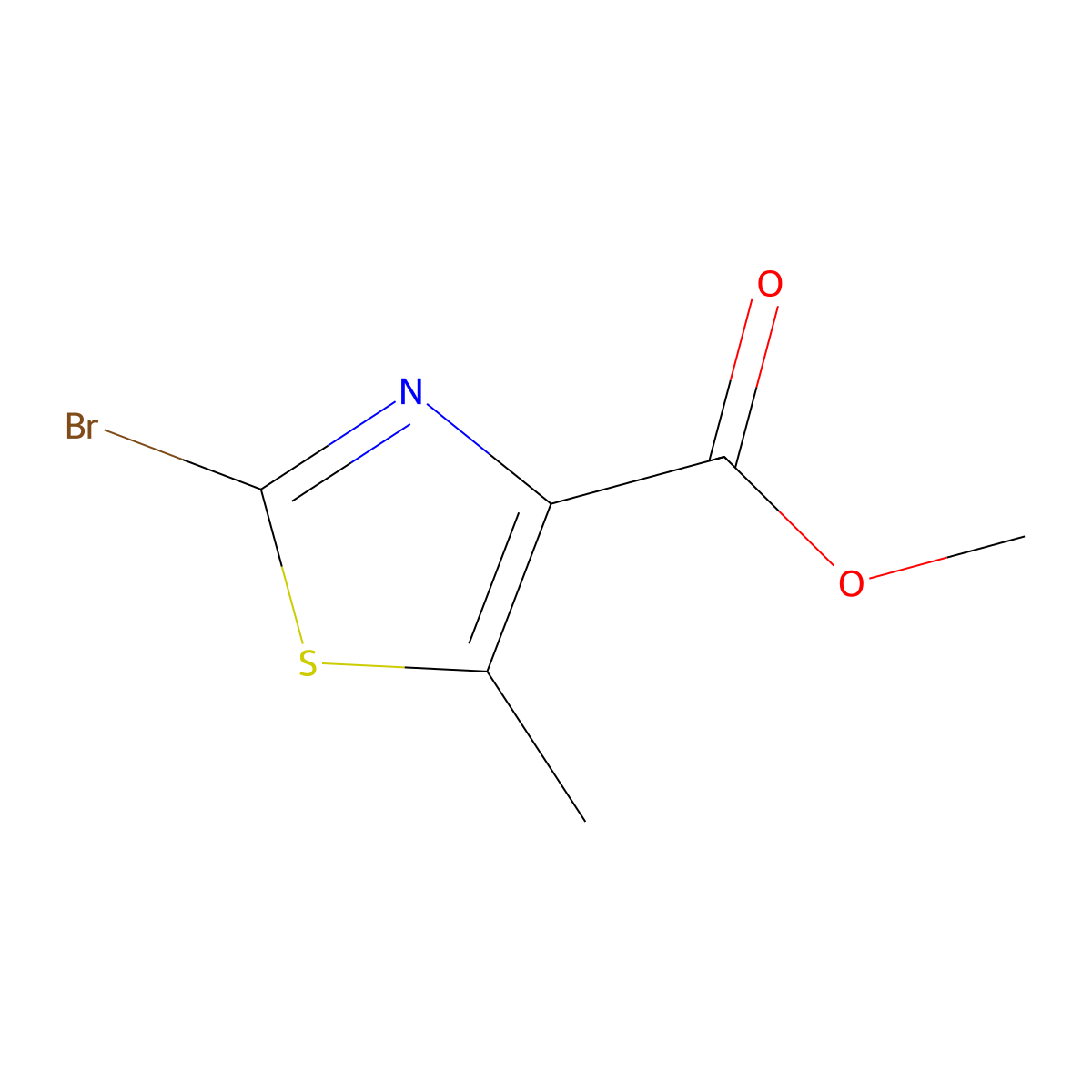 Methyl 2-bromo-5-methyl-1,3-thiazole-4-carboxylate molecular structure, CAS 56355-61-4