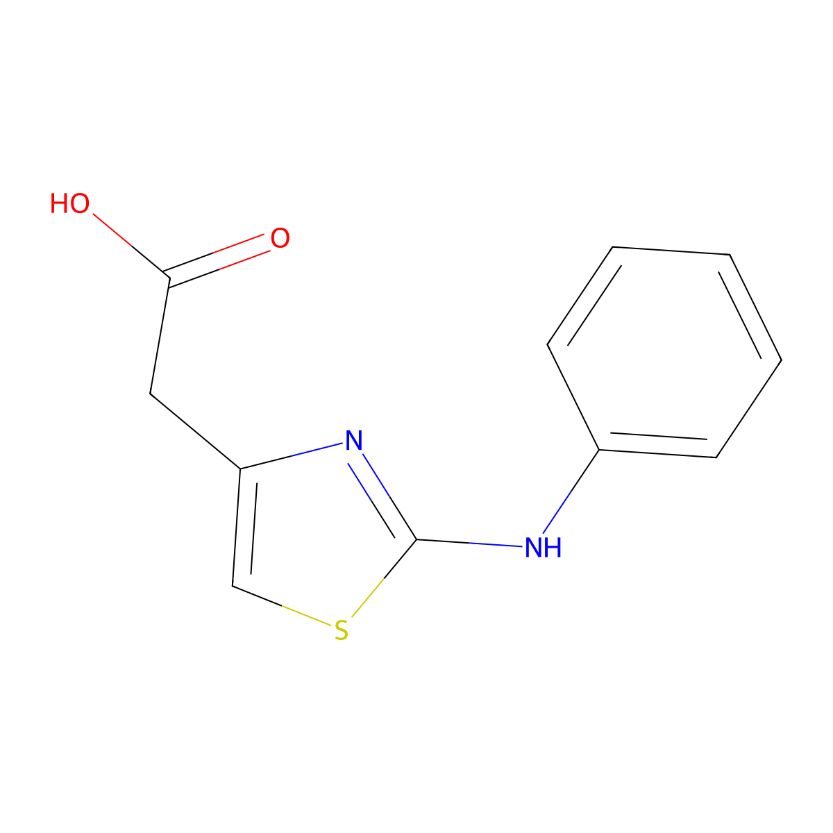 (2-Phenylamino-thiazol-4-yl)-acetic acid molecular structure, CAS 56355-78-3