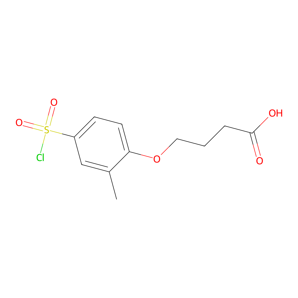 4-[4-(Chlorosulfonyl)-2-methylphenoxy]butanoic acid molecular structure, CAS 56359-14-9