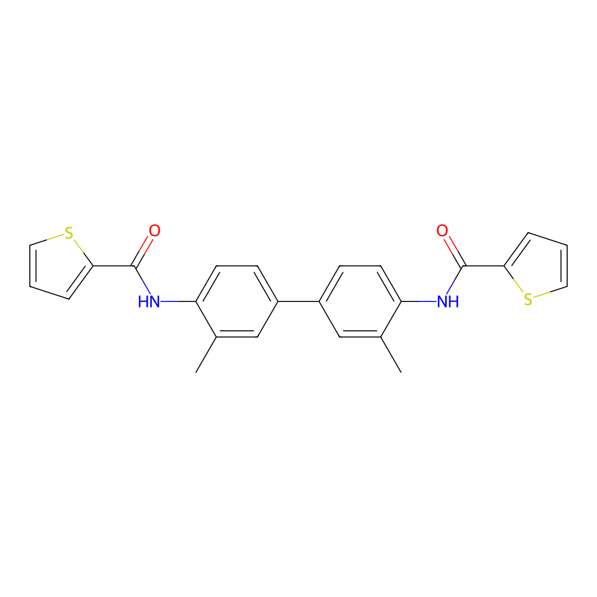 N-[2-methyl-4-[3-methyl-4-(thiophene-2-carbonylamino)phenyl]phenyl]thiophene-2-carboxamide molecular structure, CAS 5636-22-6
