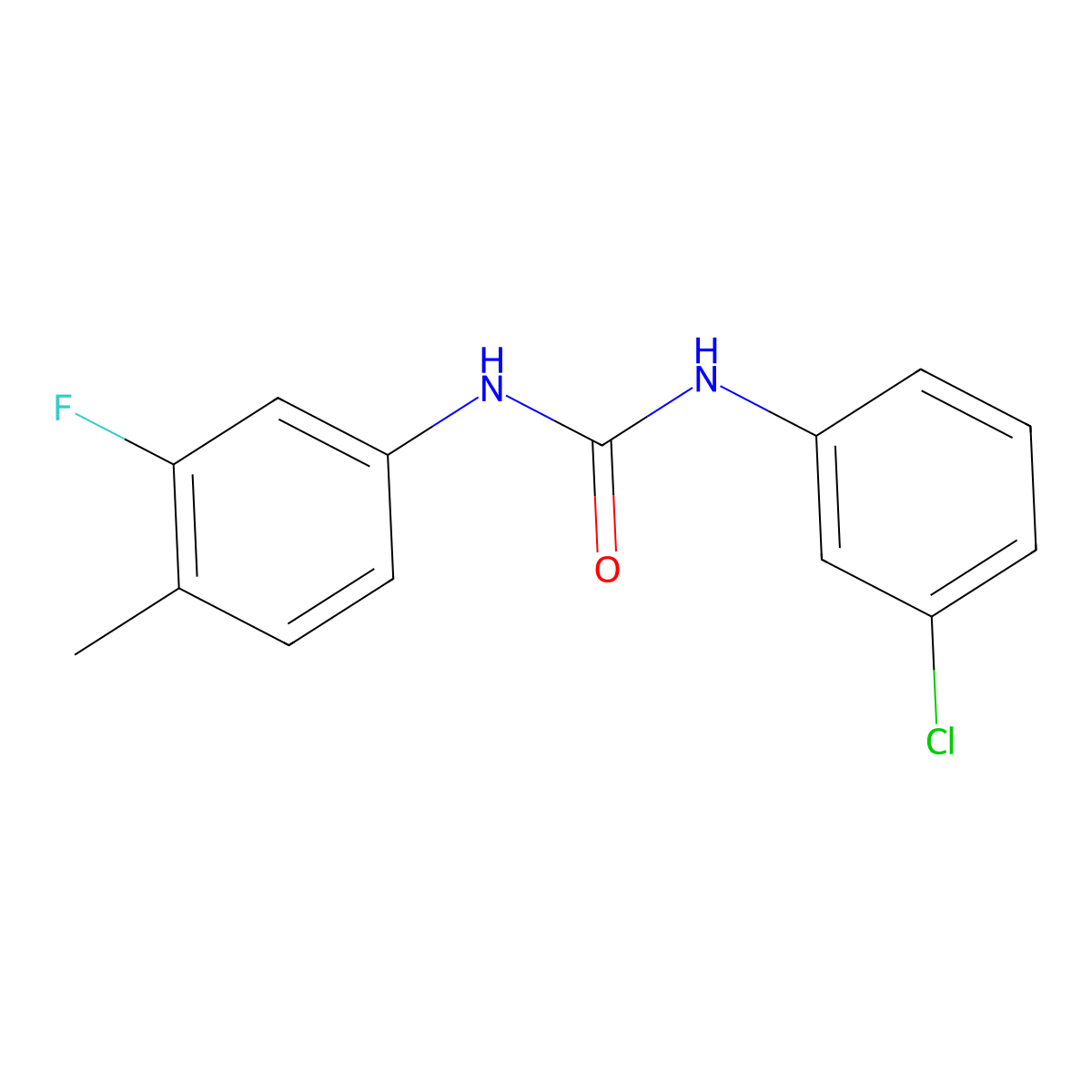 1-(3-Chlorophenyl)-3-(3-fluoro-4-methylphenyl)urea molecular structure, CAS 5636-59-9