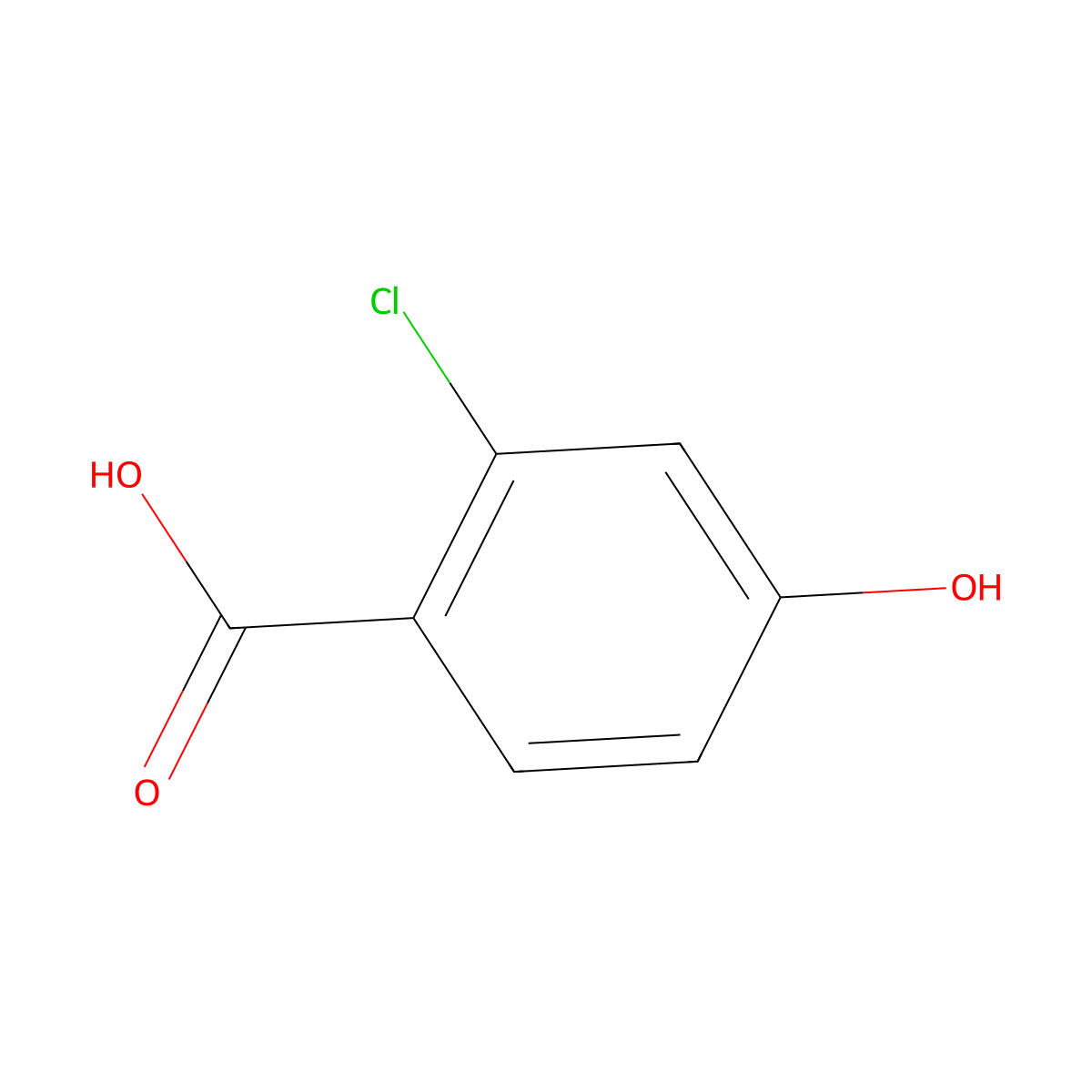2-Chloro-4-hydroxybenzoic acid molecular structure, CAS 56363-84-9