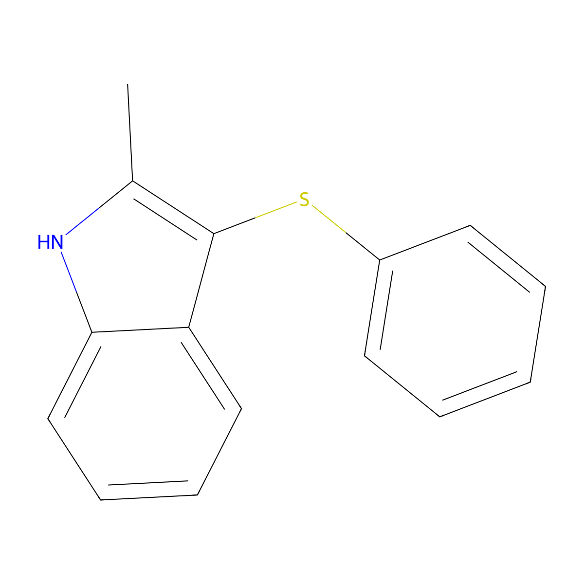 2-methyl-3-(phenylthio)-1H-indole molecular structure, CAS 56366-45-1