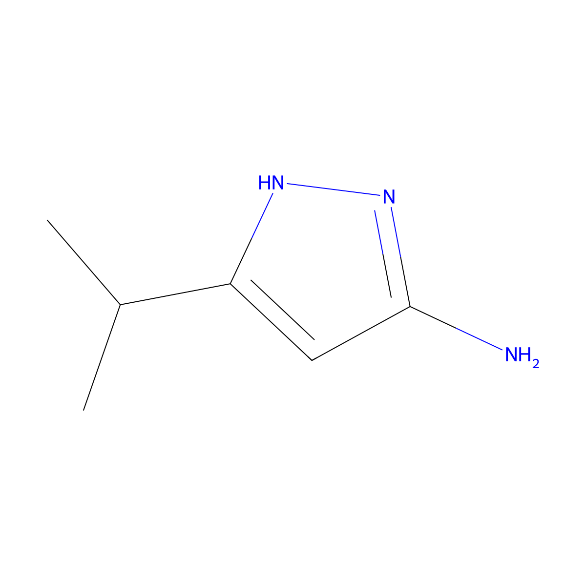 3-(propan-2-yl)-1H-pyrazol-5-amine molecular structure, CAS 56367-24-9