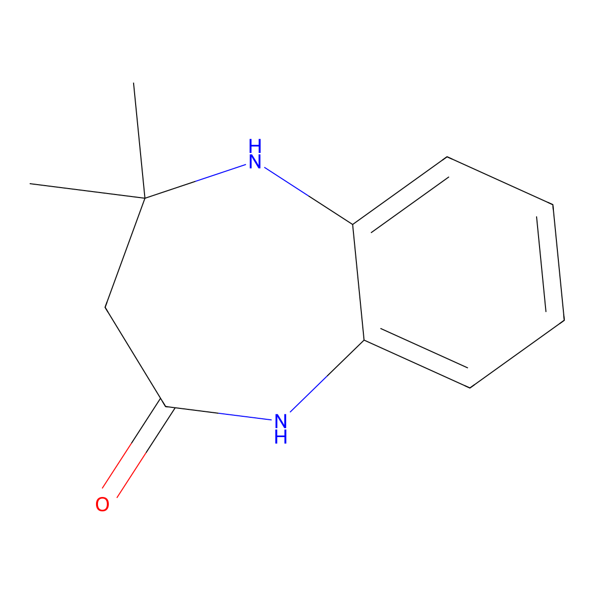 4,4-dimethyl-2,3,4,5-tetrahydro-1H-1,5-benzodiazepin-2-one molecular structure, CAS 56369-21-2