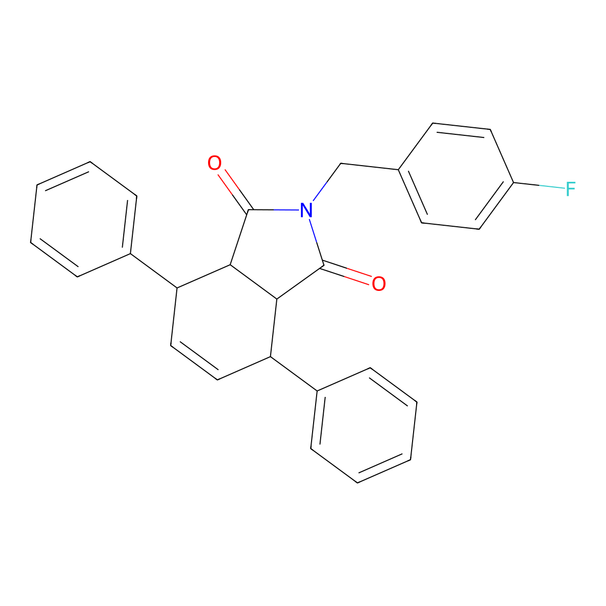 2-[(4-Fluorophenyl)methyl]-4,7-diphenyl-3a,4,7,7a-tetrahydroisoindole-1,3-dione molecular structure, CAS 5637-56-9