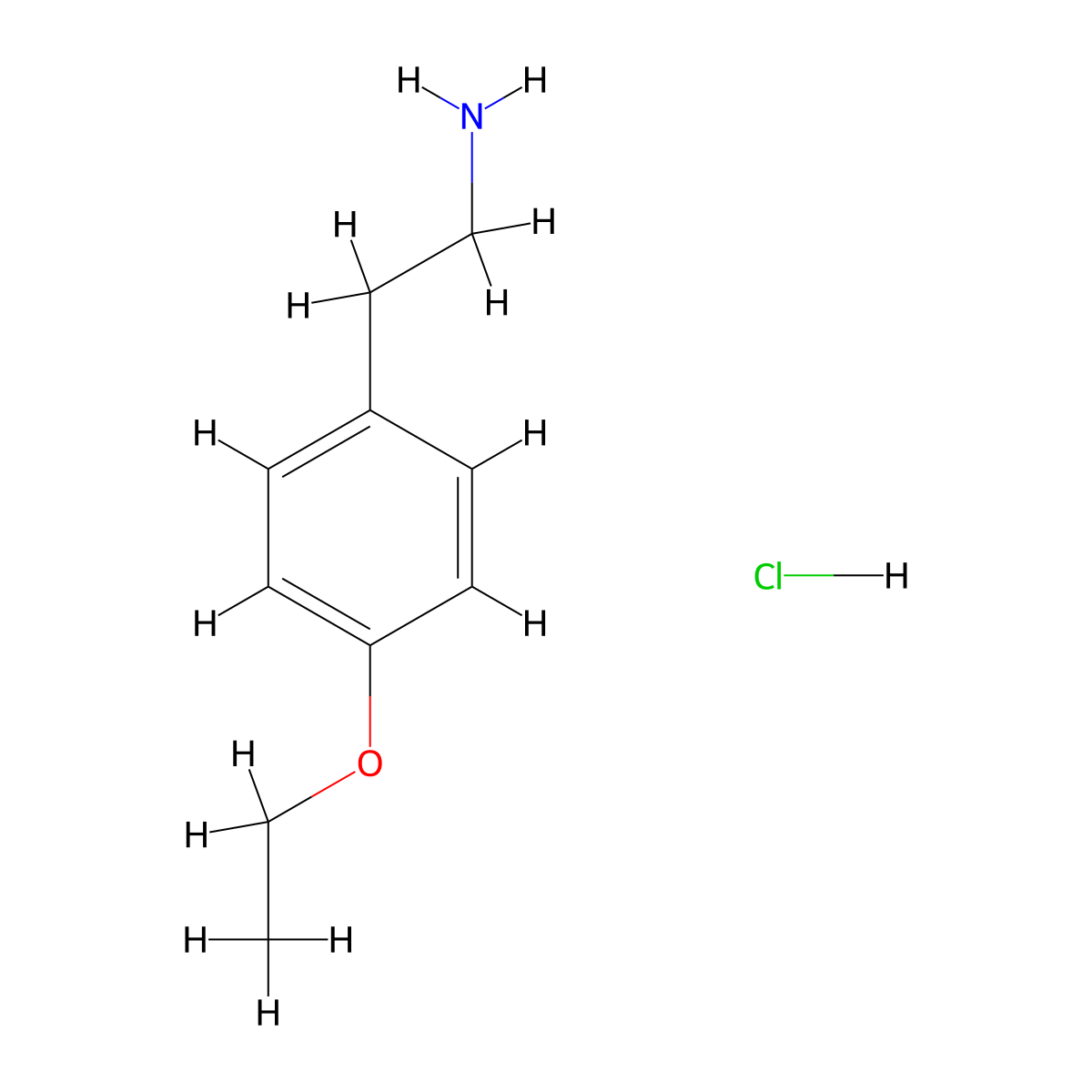 Benzeneethanamine, 4-ethoxy-, hydrochloride molecular structure, CAS 56370-30-0
