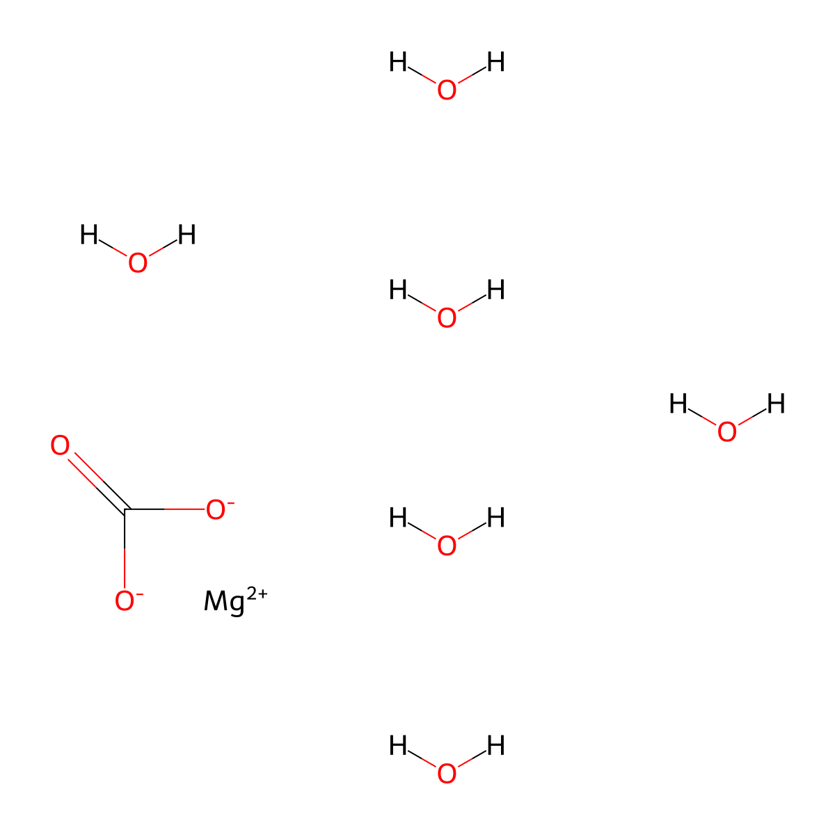 Magnesium hydrogen carbonate hydroxide--water (1/1/1/5) molecular structure, CAS 56378-72-4