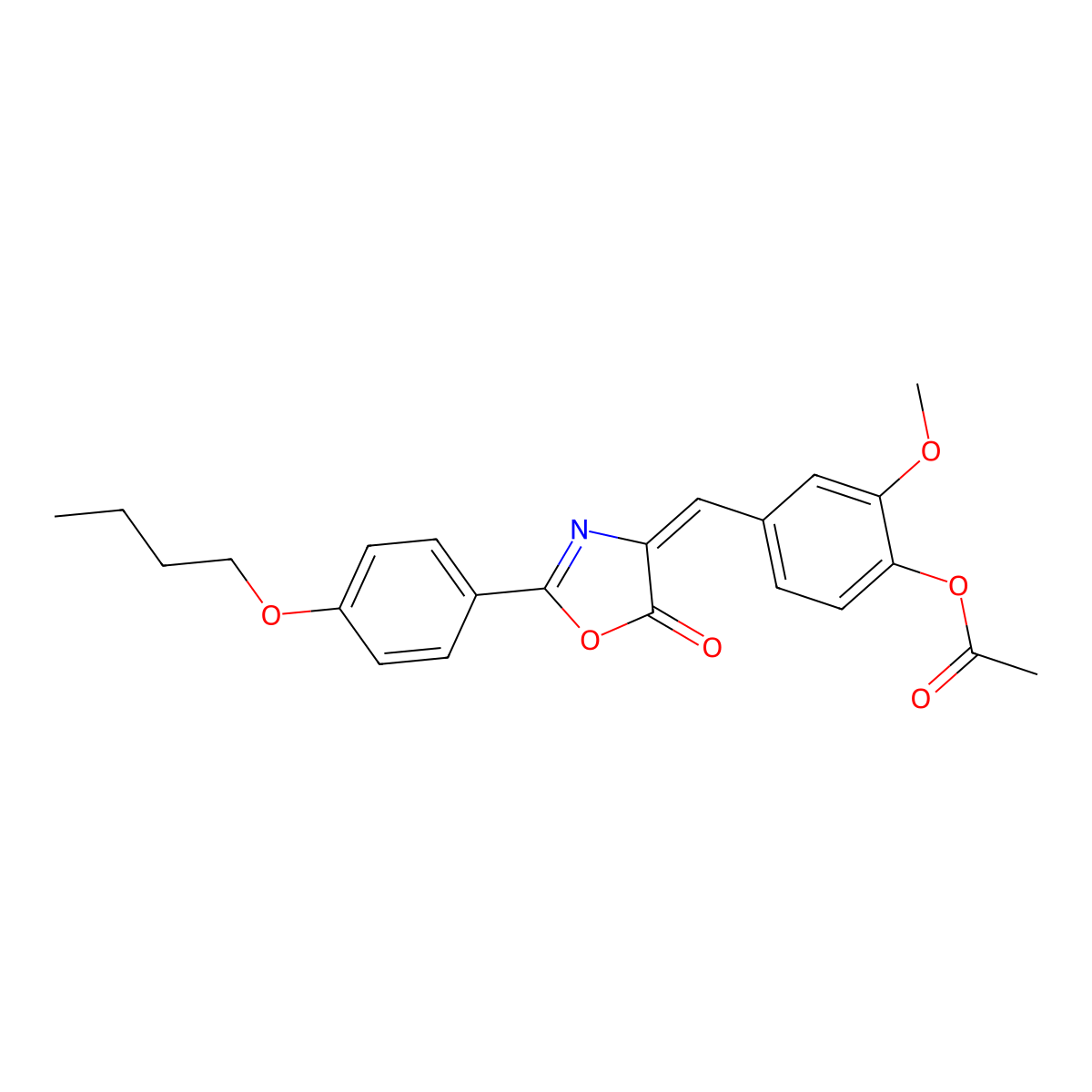 [4-[[2-(4-Butoxyphenyl)-5-oxo-1,3-oxazol-4-ylidene]methyl]-2-methoxyphenyl] acetate molecular structure, CAS 5638-24-4