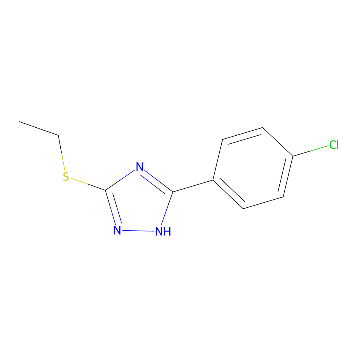 5-(4-chlorophenyl)-3-ethylsulfanyl-1H-1,2,4-triazole molecular structure, CAS 56381-67-0