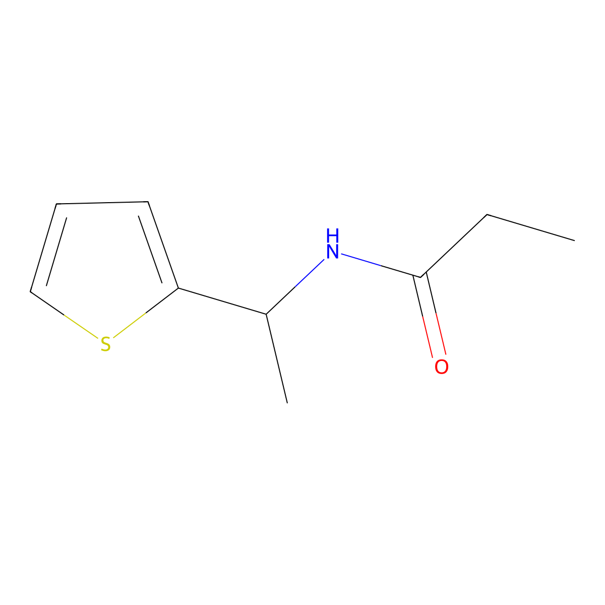 N-(1-thiophen-2-ylethyl)propanamide molecular structure, CAS 56381-74-9