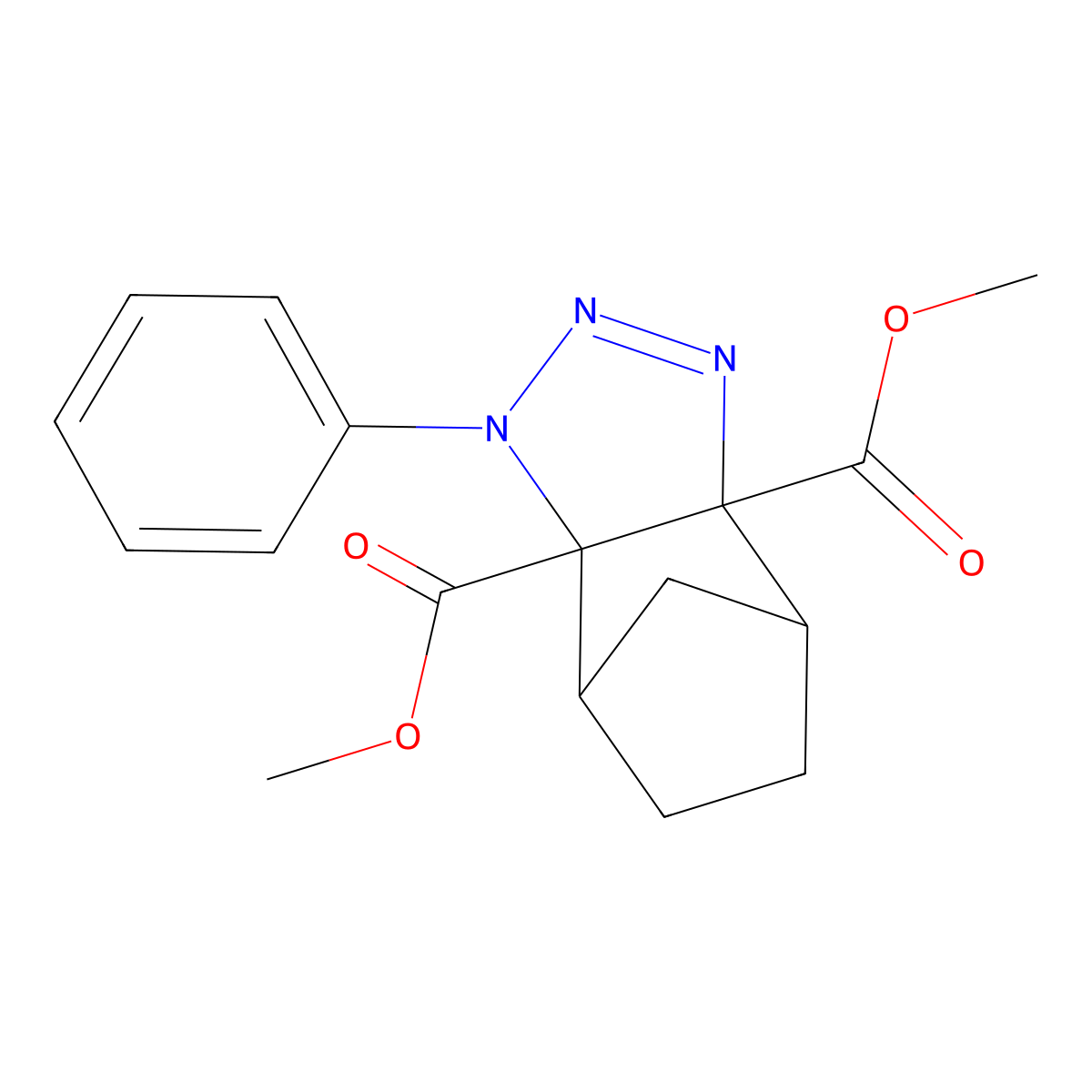 4,7-Methano-1H-1,2,3-benzotriazole-3a,7a-dicarboxylic acid, 4,5,6,7-tetrahydro-1-phenyl-, dimethyl ester molecular structure, CAS 56382-90-2