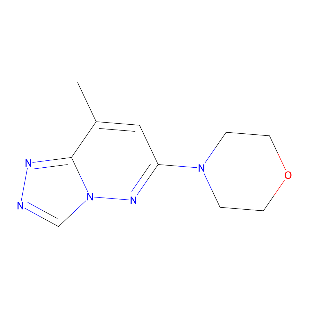 1,2,4-Triazolo(4,3-b)pyridazine, 8-methyl-6-(4-morpholinyl)- molecular structure, CAS 56383-06-3