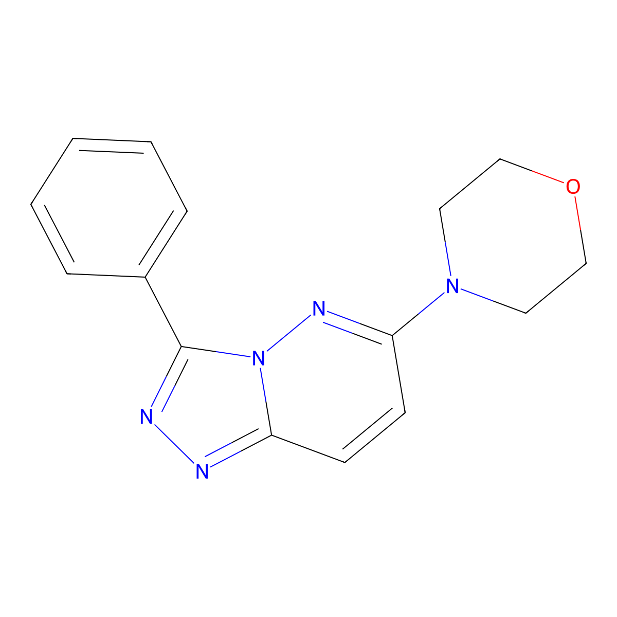 3-Phenyl-6-(4-morpholinyl)-(1,2,4)triazolo(4,3-b)pyridazine molecular structure, CAS 56383-13-2