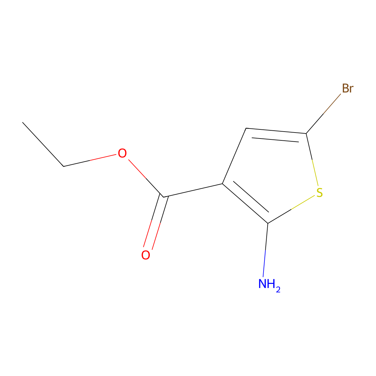 Ethyl 2-amino-5-bromothiophene-3-carboxylate molecular structure, CAS 56387-07-6