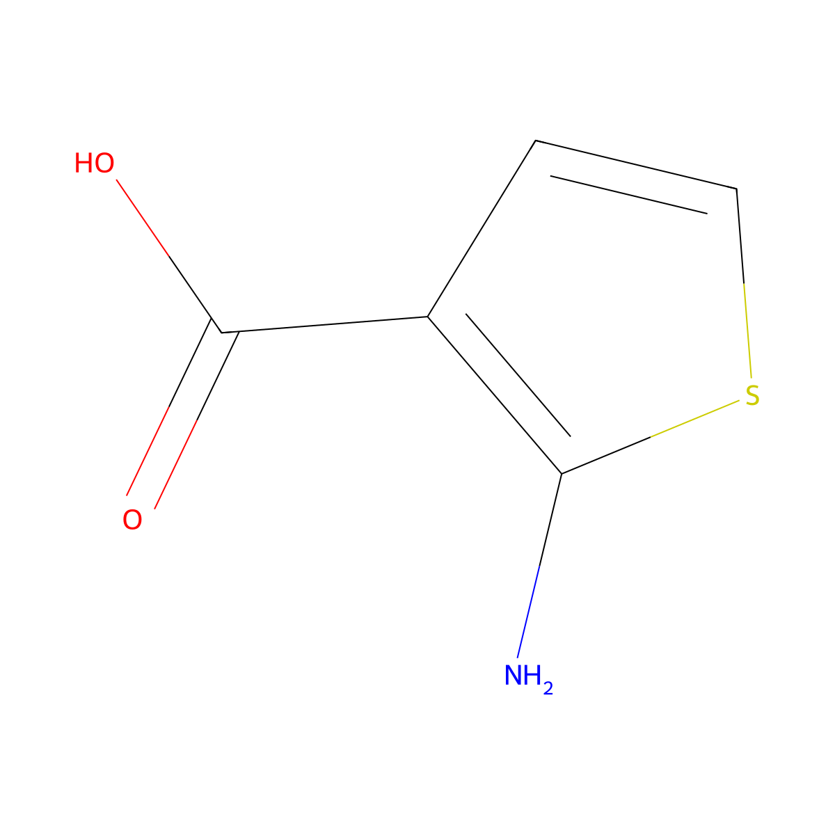 2-Amino-3-thiophenecarboxylic acid molecular structure, CAS 56387-08-7