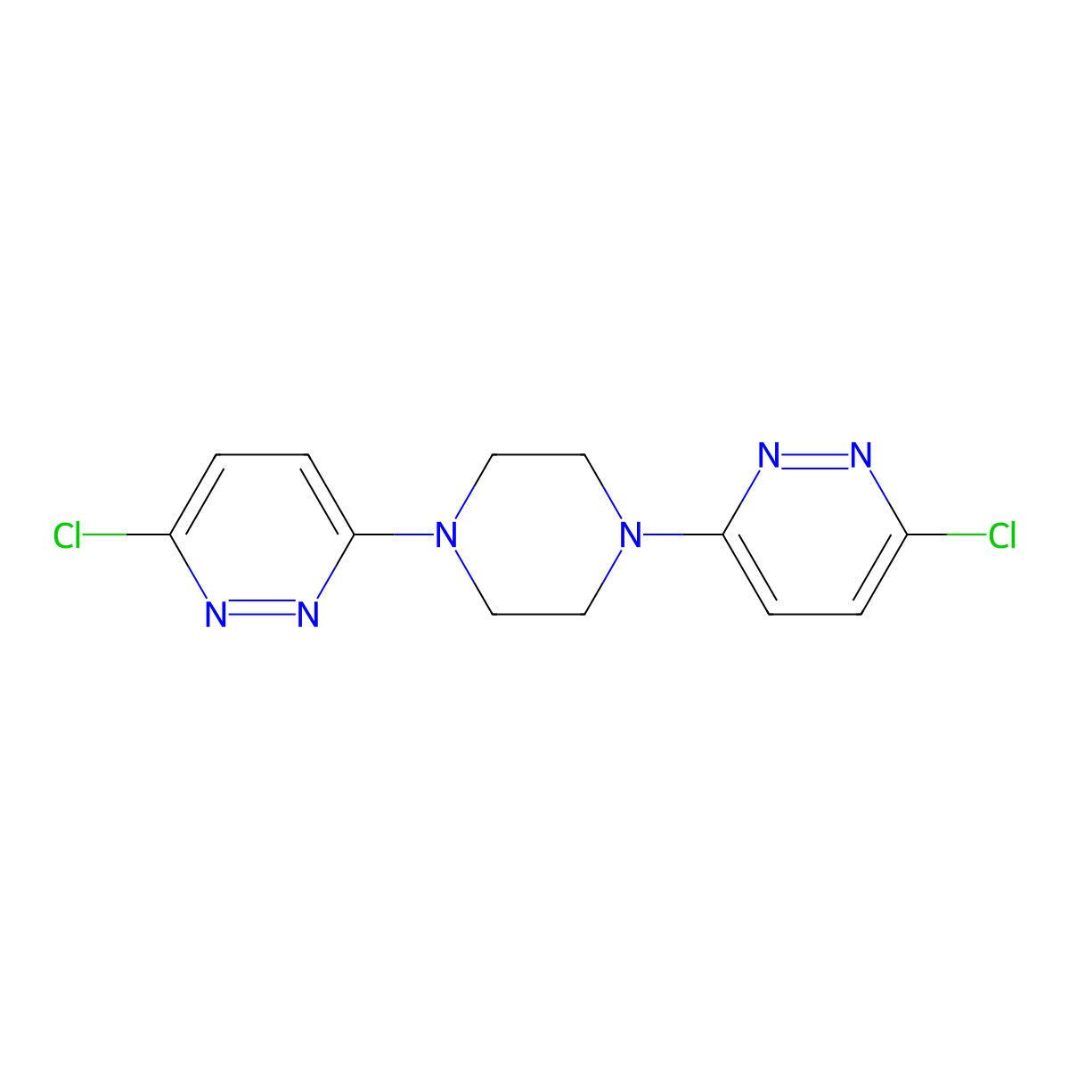 Pyridazine, 3,3'-(1,4-piperazinediyl)bis[6-chloro- molecular structure, CAS 56392-90-6