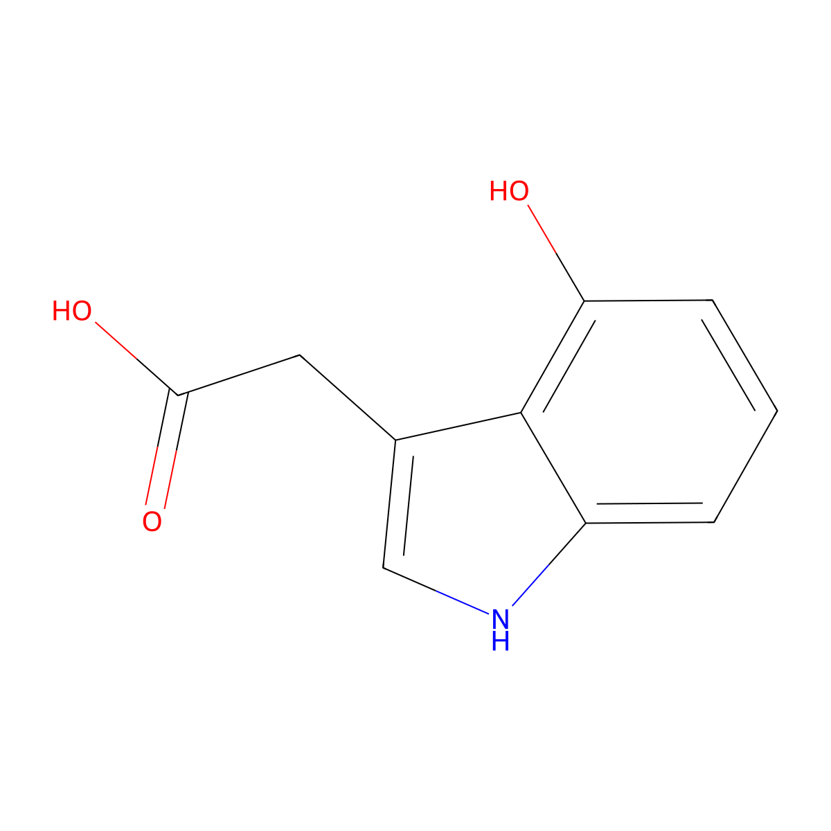 1H-Indole-3-acetic acid, 4-hydroxy- molecular structure, CAS 56395-08-5