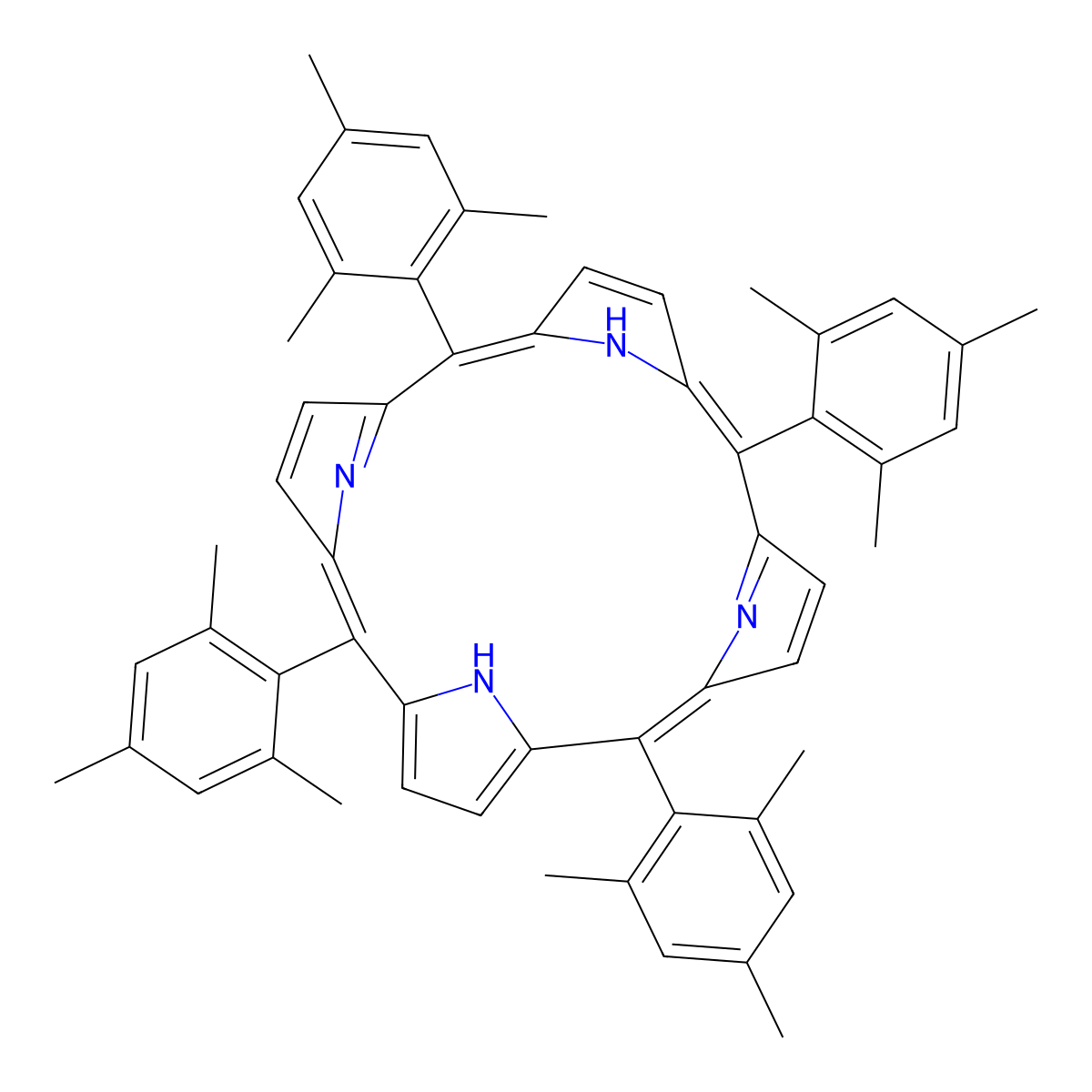 5,10,15,20-Tetrakis(2,4,6-trimethylphenyl)porphyrin molecular structure, CAS 56396-12-4