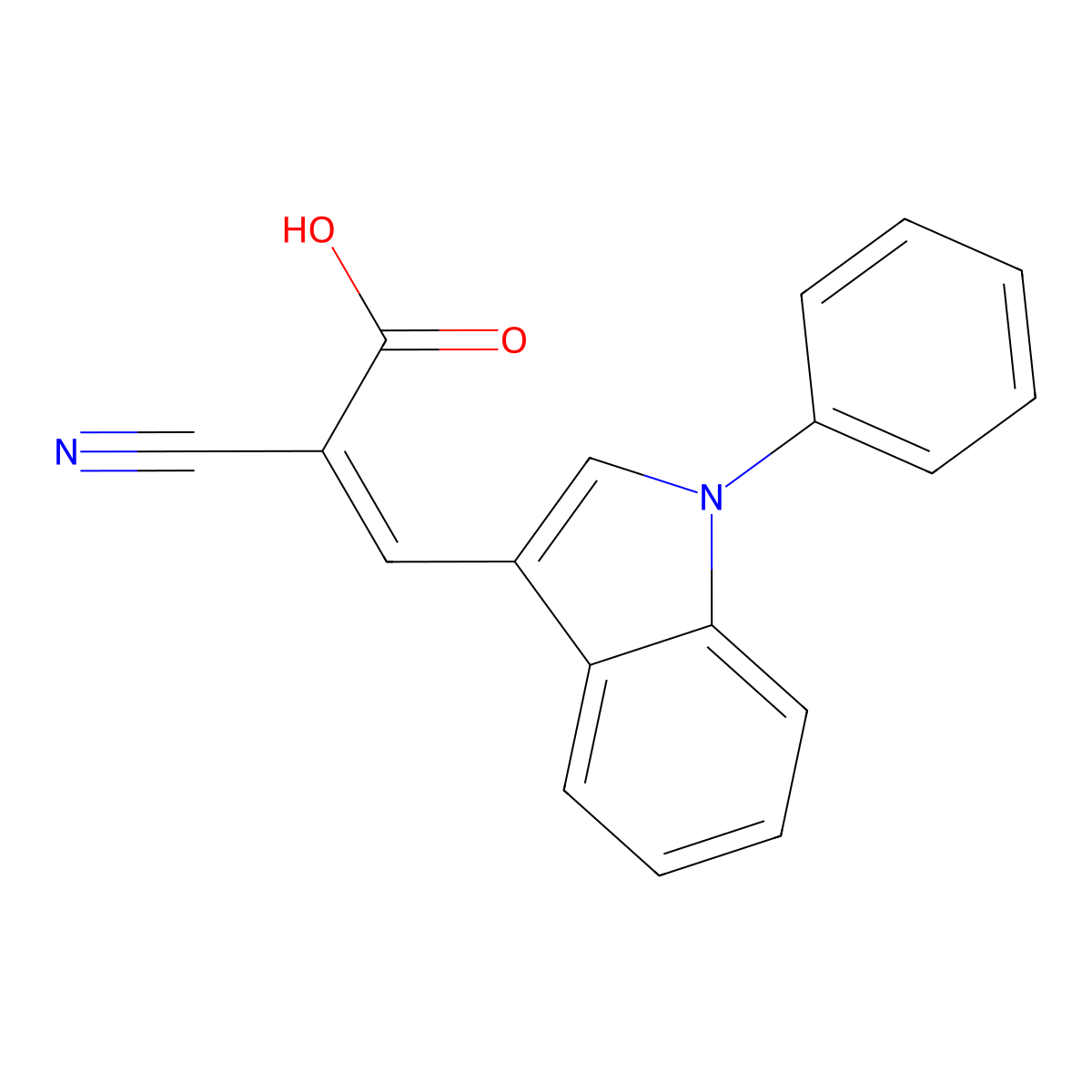 2-Cyano-3-(1-phenylindol-3-yl)acrylate molecular structure, CAS 56396-35-1