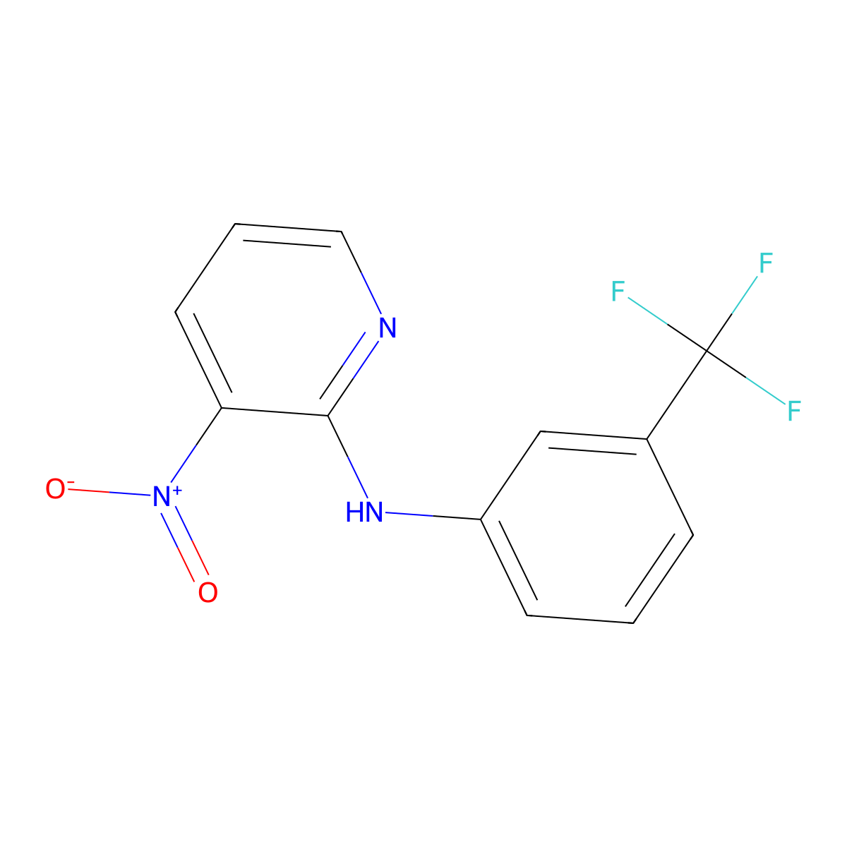 3-Nitro-2-[3-(trifluoromethyl)anilino]pyridine molecular structure, CAS 56397-17-2