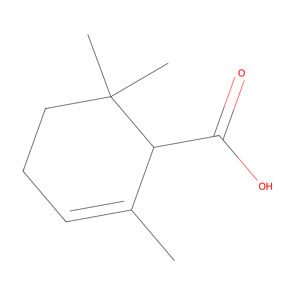 2,6,6-Trimethylcyclohex-2-ene-1-carboxylic acid molecular structure, CAS 564-24-9