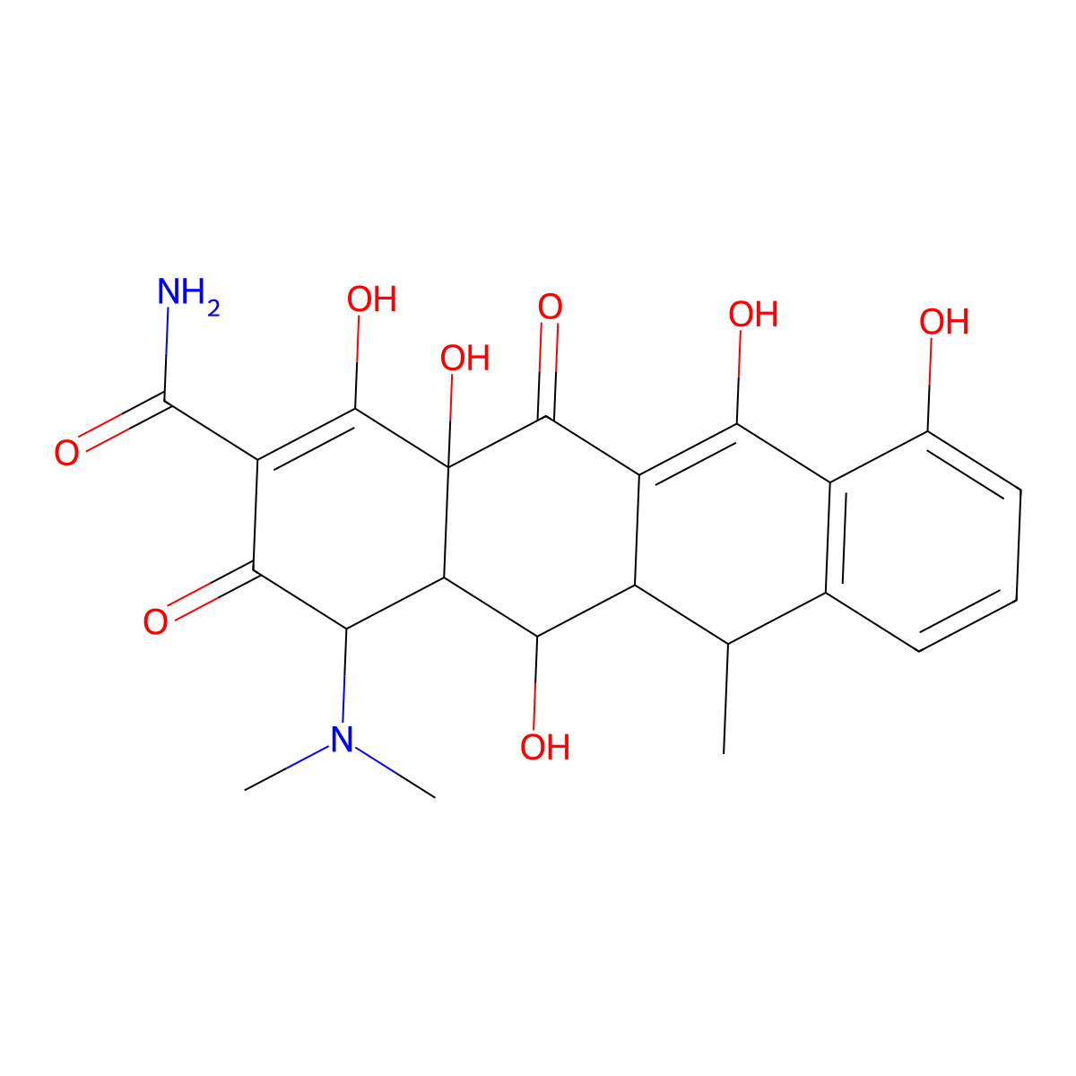 4-(Dimethylamino)-1,5,10,11,12a-pentahydroxy-6-methyl-3,12-dioxo-3,4,4a,5,5a,6,12,12a-octahydrotetracene-2-carboximidic acid molecular structure, CAS 564-25-0