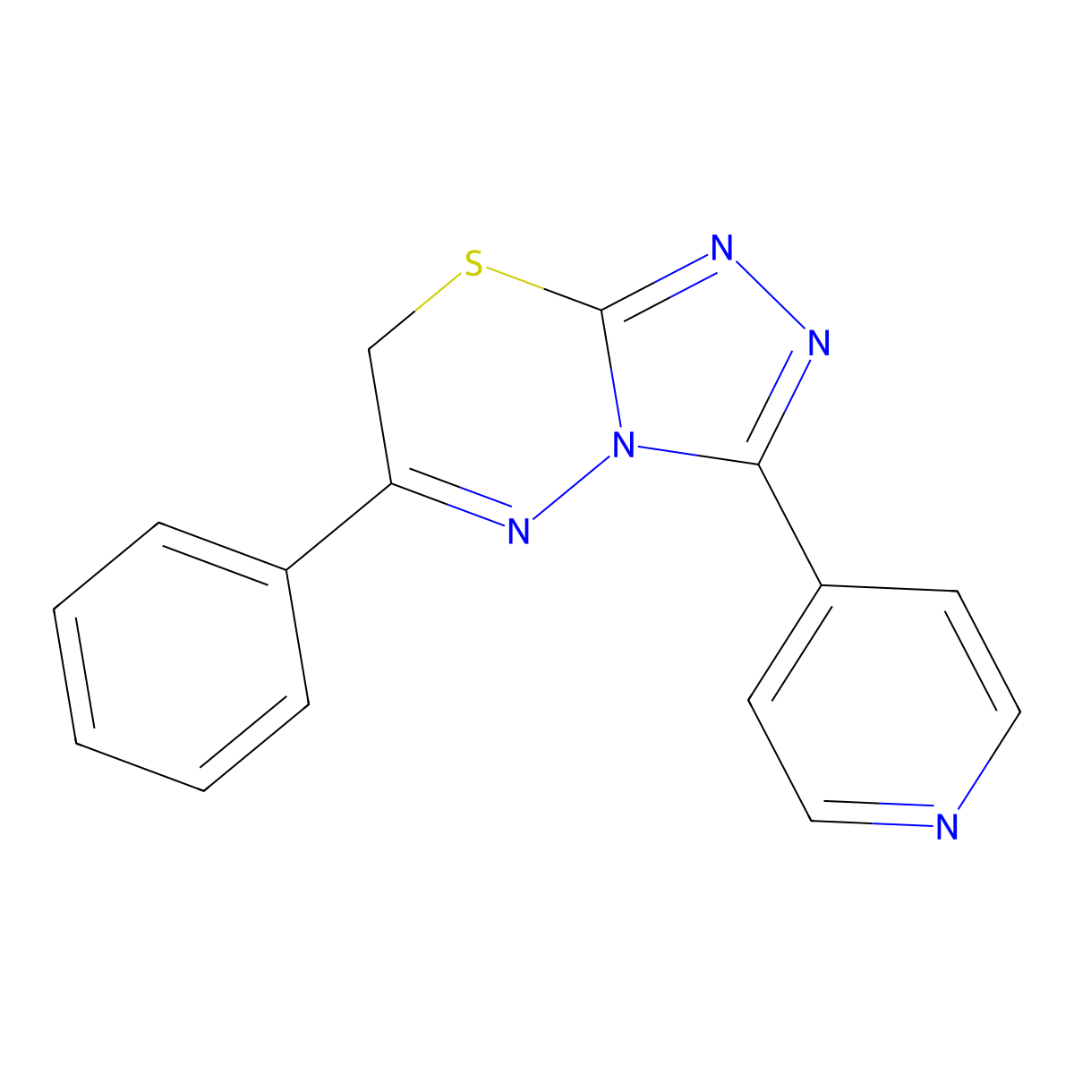 6-phenyl-3-(4-pyridinyl)-7H-[1,2,4]triazolo[3,4-b][1,3,4]thiadiazine molecular structure, CAS 56400-87-4